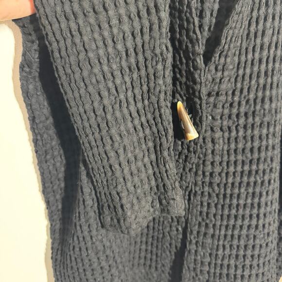 Mododoc Cardigan Women M Black 100% Cotton Waffle Lagenlook Minimal Modest Top - Picture 3 of 7